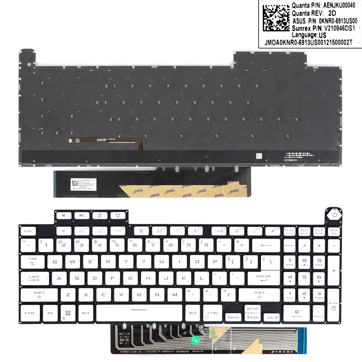 Picture of ASUS TUF Gaming F15 A15 F17 A17 FX507 FX507Z FA507 FA507R FX517 FX517Z FX707 FX707Z FA707 FA707R WHITE （backlit WIN8）